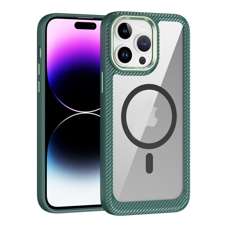 MagSafe Carbon Fiber Transparent Back Panel Phone Case, For iPhone 14, For iPhone 14 Pro, For iPhone 14 Pro Max, For iPhone 13 Pro Max, For iPhone 13 Pro, For iPhone 13