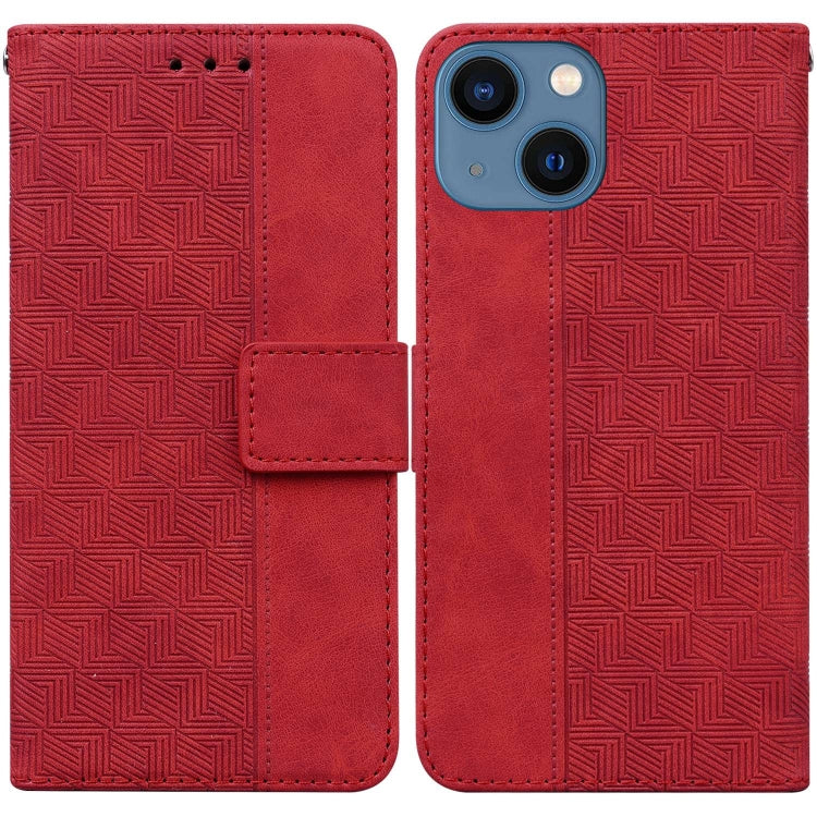 Geometric Embossed Leather Phone Case, For iPhone 15