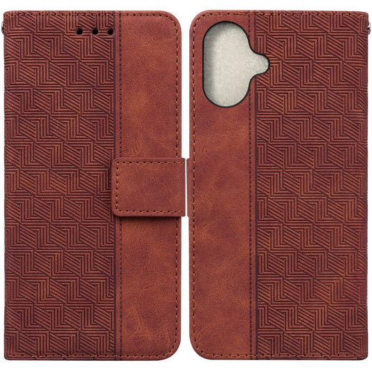 Geometric Embossed Leather Phone Case, For iPhone 16, For iPhone 15 Pro Max, For iPhone 15 Pro, For iPhone 15 Plus