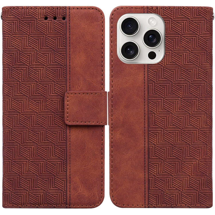 Geometric Embossed Leather Phone Case, For iPhone Air, For iPhone 16 Pro Max, For iPhone 16 Pro, For iPhone 16 Plus