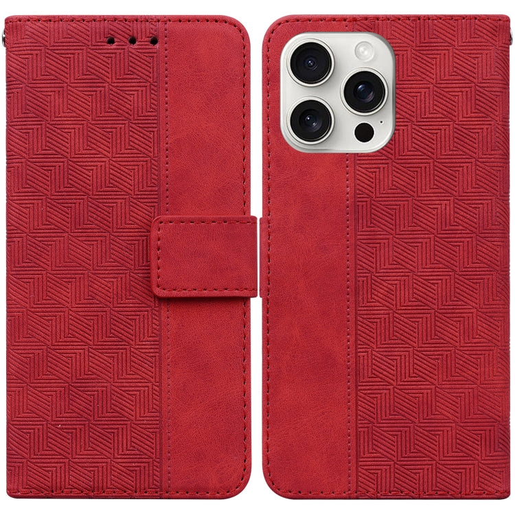 Geometric Embossed Leather Phone Case, For iPhone Air, For iPhone 16 Pro Max, For iPhone 16 Pro, For iPhone 16 Plus
