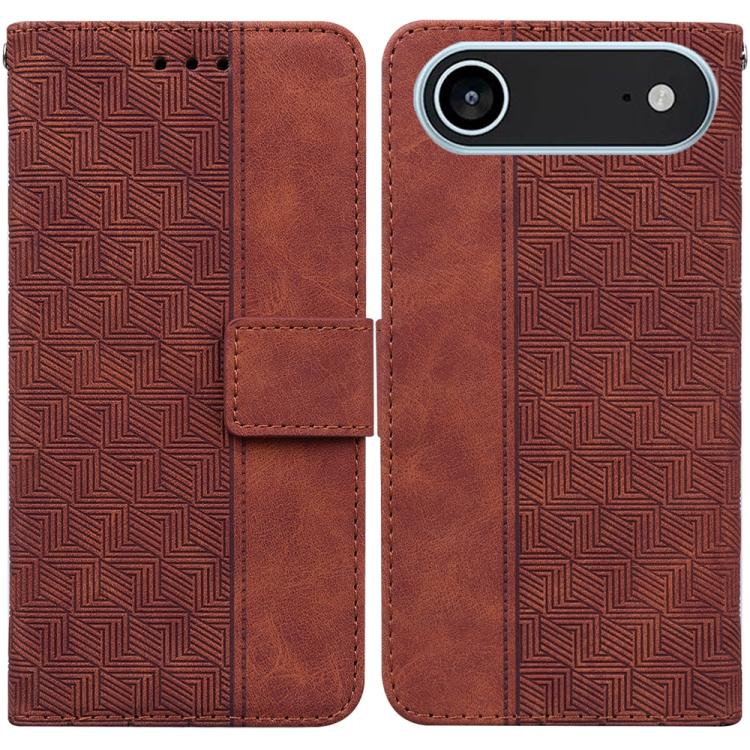 Geometric Embossed Leather Phone Case, For iPhone Air, For iPhone 16 Pro Max, For iPhone 16 Pro, For iPhone 16 Plus