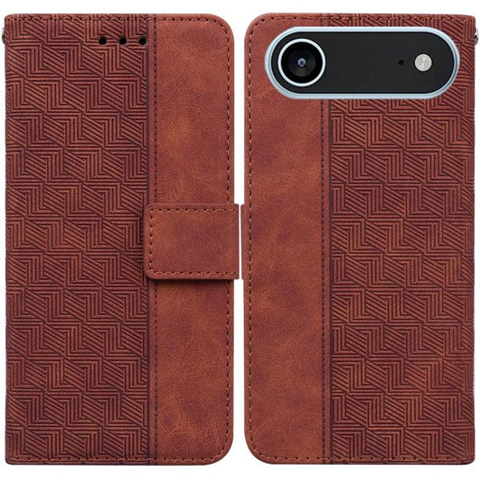 Geometric Embossed Leather Phone Case, For iPhone Air, For iPhone 16 Pro Max, For iPhone 16 Pro, For iPhone 16 Plus