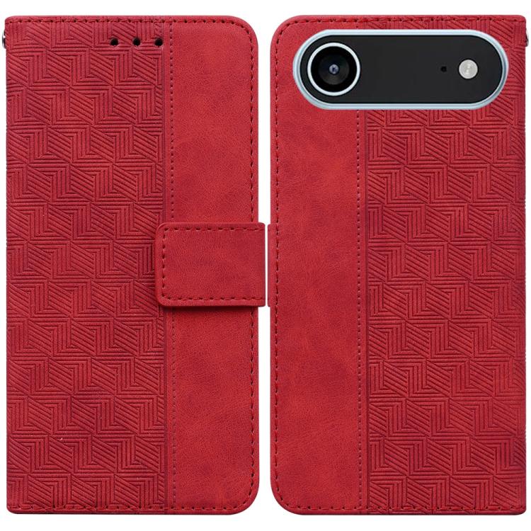 Geometric Embossed Leather Phone Case, For iPhone Air, For iPhone 16 Pro Max, For iPhone 16 Pro, For iPhone 16 Plus