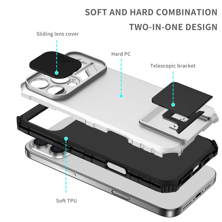 Stereoscopic Holder Sliding Camshield Phone Case, For iPhone 16 Pro Max, For iPhone 16 Pro, For iPhone 16 Plus