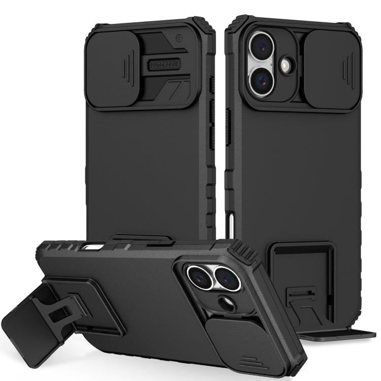 Stereoscopic Holder Sliding Camshield Phone Case, For iPhone 16 Pro Max, For iPhone 16 Pro, For iPhone 16 Plus