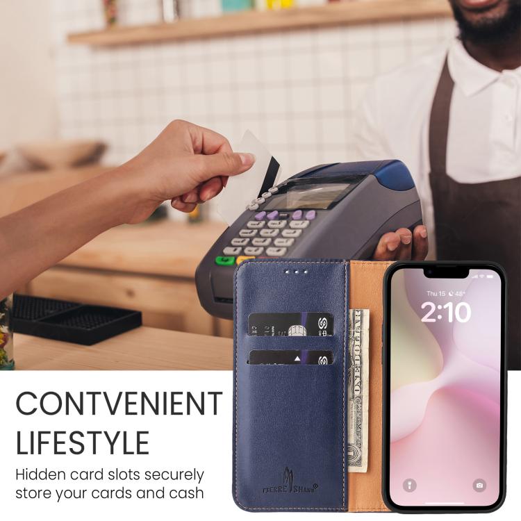 Fierre Shann PU Genuine Leather Texture Phone Case, For iPhone 17e / 16e, For iPhone 17 Pro Max, For iPhone 17 Pro, For iPhone 17, For iPhone Air, For iPhone 16 Pro Max