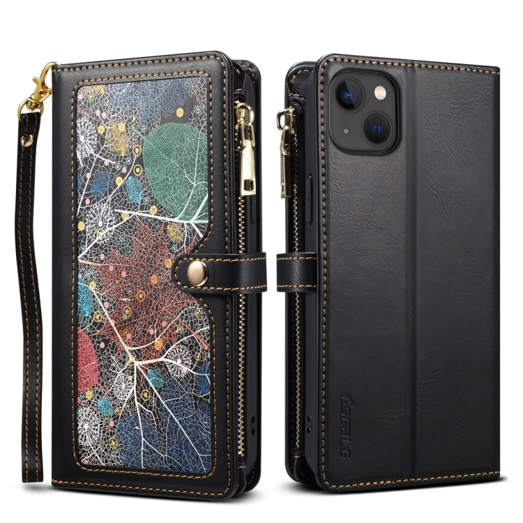 ESEBLE Star Series Lanyard Zipper Wallet RFID Leather Case, For iPhone 17e / 16e, For iPhone 16 Pro Max, For iPhone 16 Pro, For iPhone 16 Plus, For iPhone 16, For iPhone 15 Pro Max, For iPhone 15 Pro, For iPhone 15 Plus