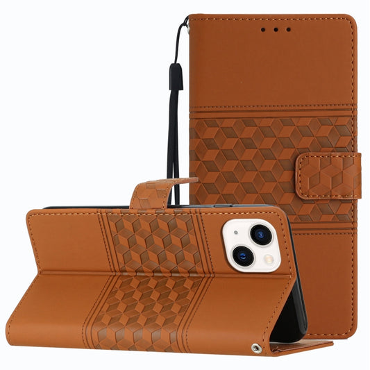 Diamond Embossed Skin Feel Leather Phone Case, For iPhone 15