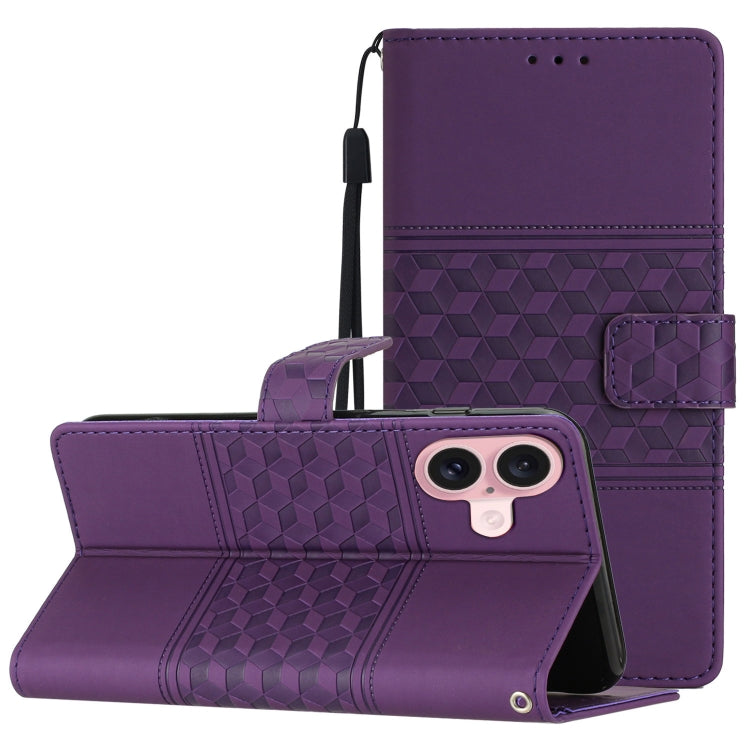 Diamond Embossed Skin Feel Leather Phone Case, For iPhone 16, For iPhone 15 Pro Max, For iPhone 15 Pro, For iPhone 15 Plus