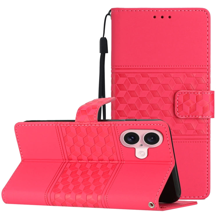 Diamond Embossed Skin Feel Leather Phone Case, For iPhone 16, For iPhone 15 Pro Max, For iPhone 15 Pro, For iPhone 15 Plus