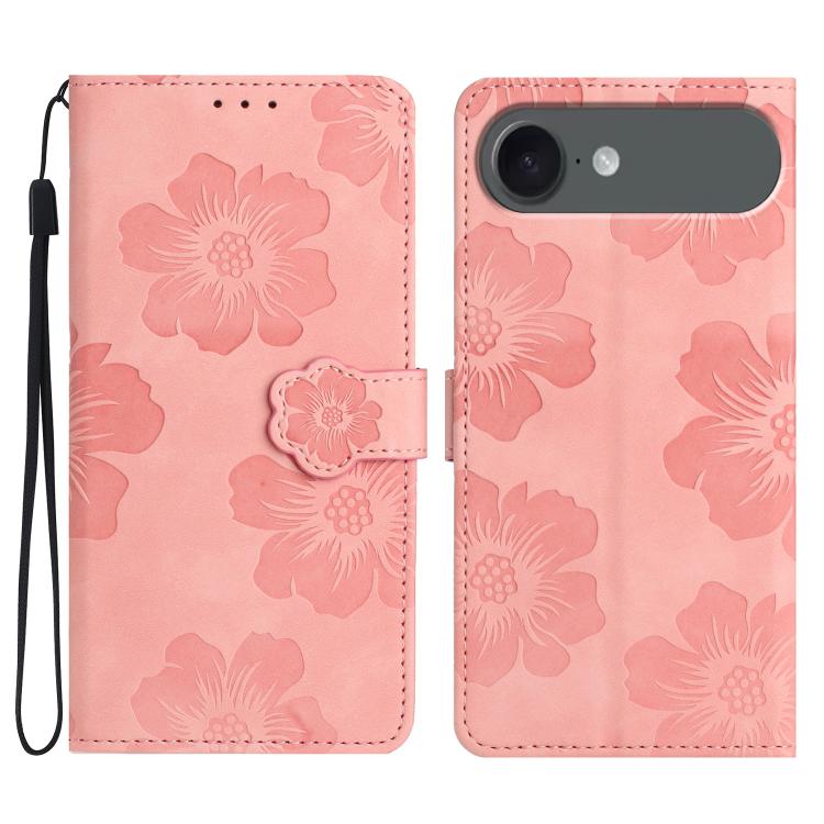 Flower Embossing Pattern Leather Phone Case, For iPhone 16e, For iPhone 16 Pro Max, For iPhone 16 Pro, For iPhone 16 Plus