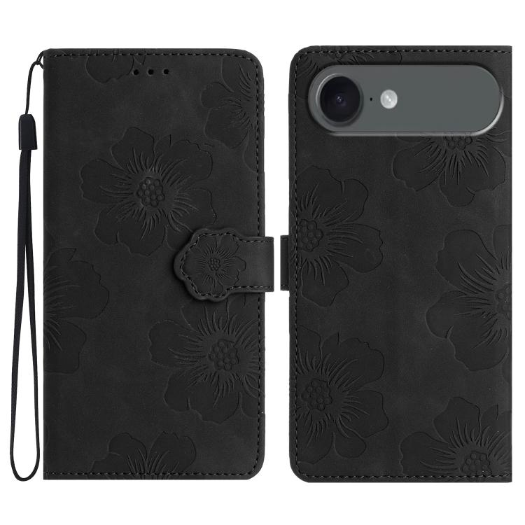 Flower Embossing Pattern Leather Phone Case, For iPhone 16e, For iPhone 16 Pro Max, For iPhone 16 Pro, For iPhone 16 Plus