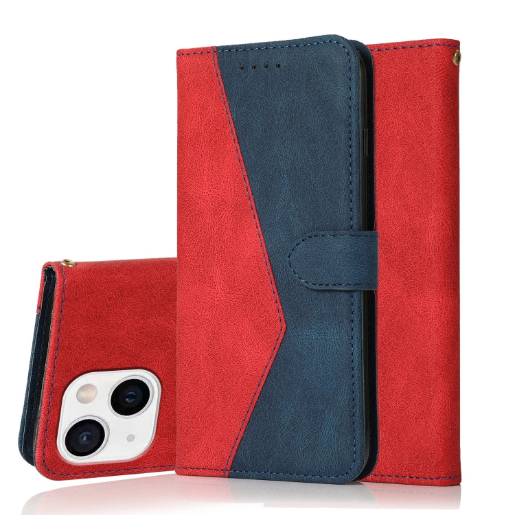 Dual-color Stitching Leather Phone Case, For iPhone 15