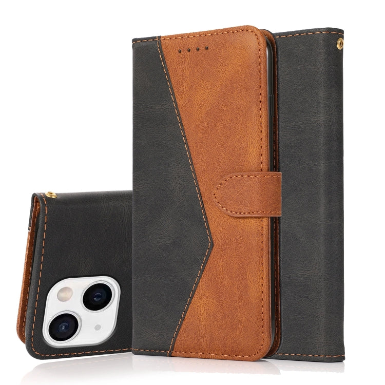 Dual-color Stitching Leather Phone Case, For iPhone 15