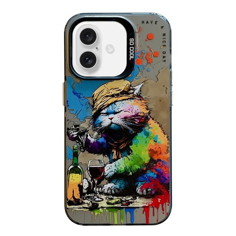 Animal Pattern Oil Painting Series PC + TPU Phone Case, For iPhone 16 Pro Max