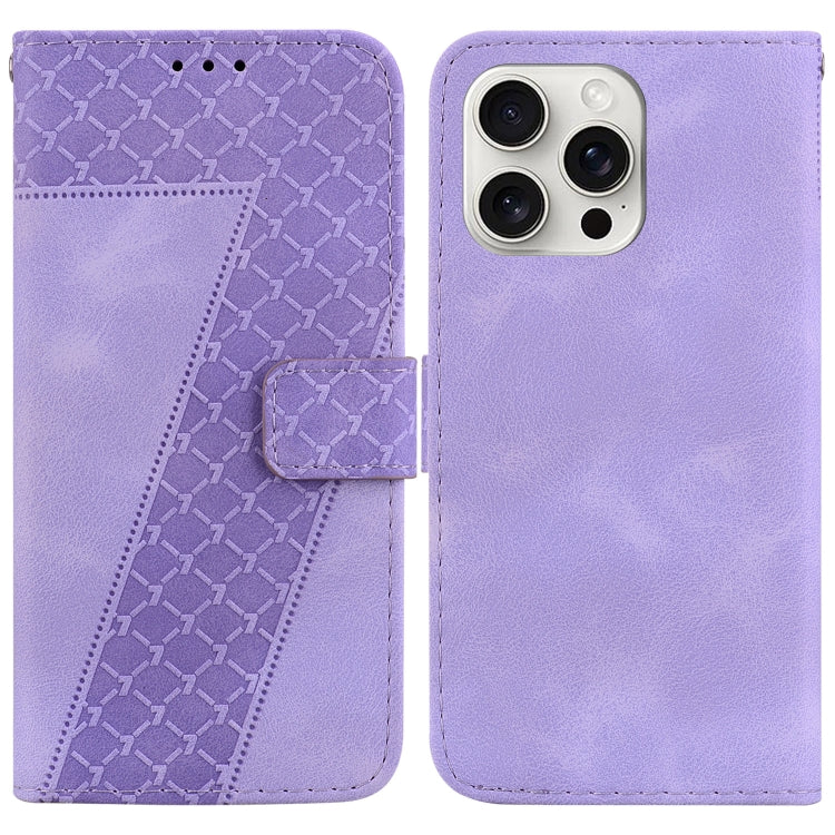 Seven-shaped Embossed Leather Phone Case, iPhone 16e, For iPhone 16 Pro Max, For iPhone 16 Pro, For iPhone 16 Plus