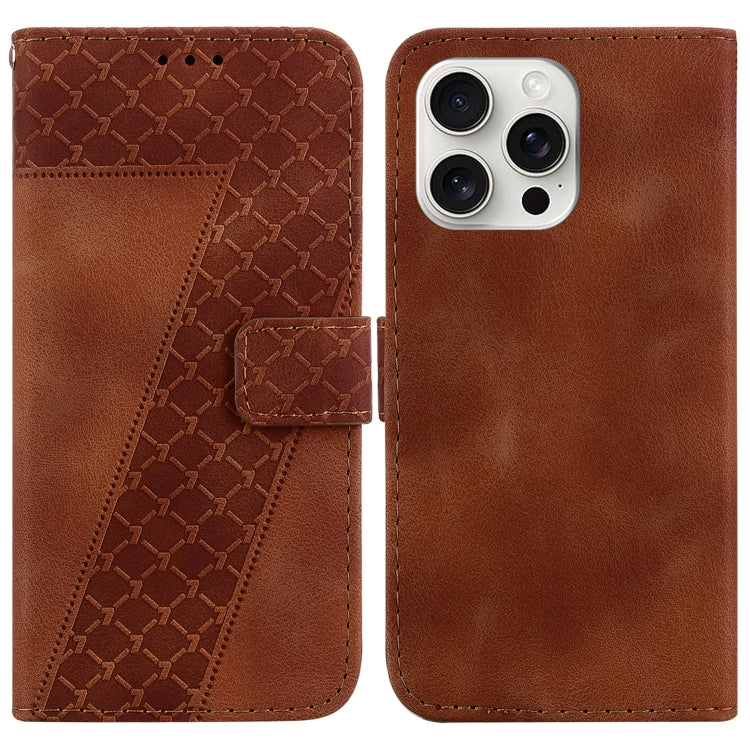 Seven-shaped Embossed Leather Phone Case, iPhone 16e, For iPhone 16 Pro Max, For iPhone 16 Pro, For iPhone 16 Plus