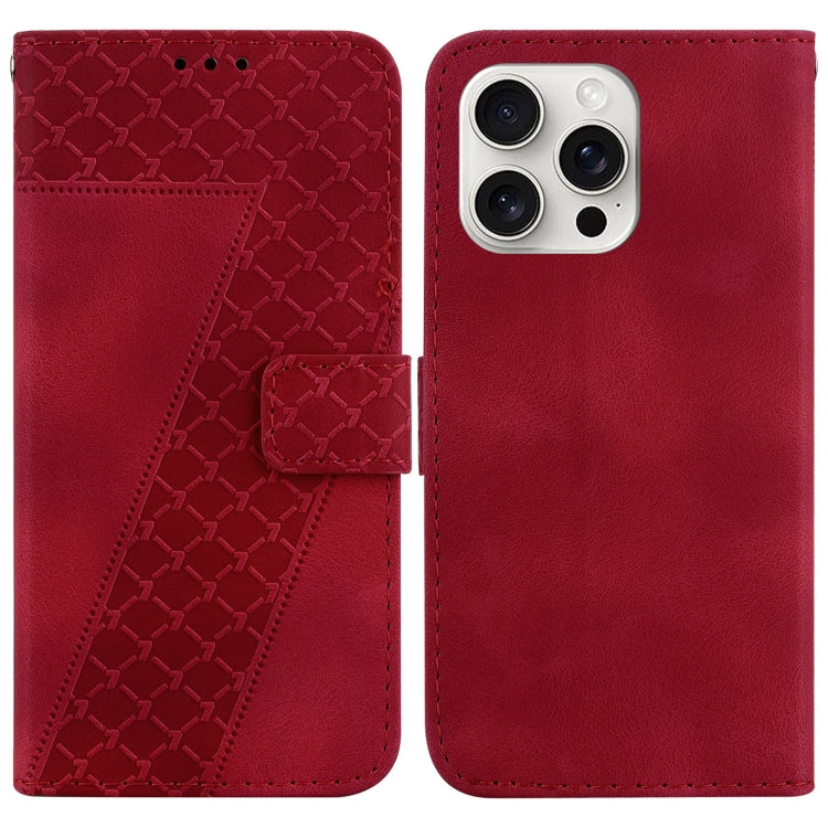 Seven-shaped Embossed Leather Phone Case, iPhone 16e, For iPhone 16 Pro Max, For iPhone 16 Pro, For iPhone 16 Plus
