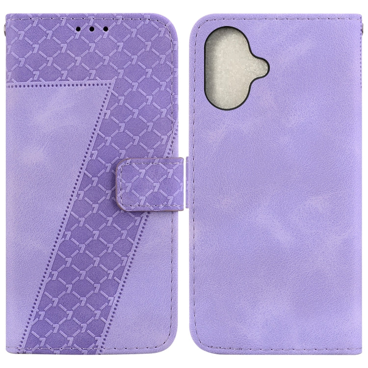 Seven-shaped Embossed Leather Phone Case, iPhone 16e, For iPhone 16 Pro Max, For iPhone 16 Pro, For iPhone 16 Plus