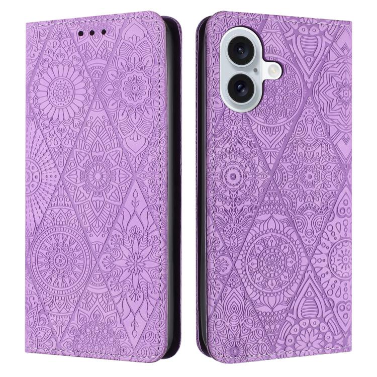 Ethnic Embossed Adsorption Leather Phone Case, For iPhone 16e, For iPhone 16 Pro Max, For iPhone 16 Pro, For iPhone 16 Plus