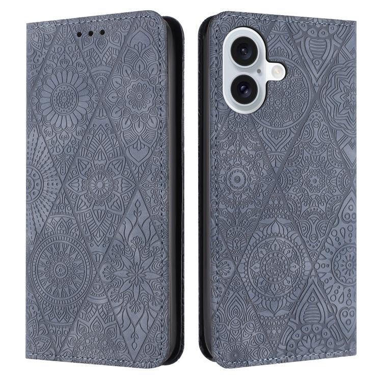 Ethnic Embossed Adsorption Leather Phone Case, For iPhone 16e, For iPhone 16 Pro Max, For iPhone 16 Pro, For iPhone 16 Plus