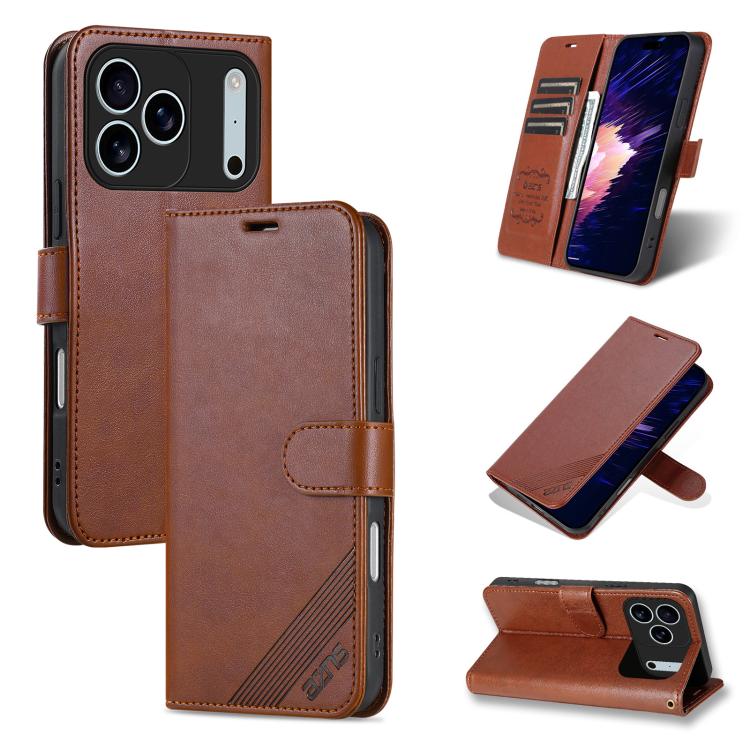 AZNS Sheepskin Texture Flip Leather Phone Case, For iPhone 16e, For iPhone 16 Pro Max, For iPhone 16 Pro, For iPhone 15 Pro Max, For iPhone 15 Pro, For iPhone 15 Plus, For iPhone 15