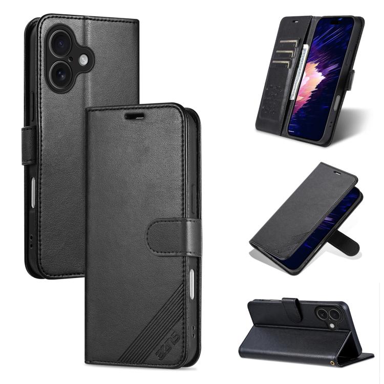 AZNS Sheepskin Texture Flip Leather Phone Case, For iPhone 16e, For iPhone 16 Pro Max, For iPhone 16 Pro, For iPhone 15 Pro Max, For iPhone 15 Pro, For iPhone 15 Plus, For iPhone 15