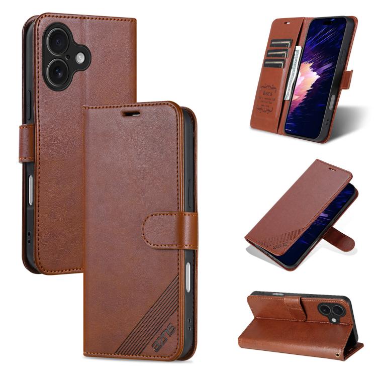 AZNS Sheepskin Texture Flip Leather Phone Case, For iPhone 16e, For iPhone 16 Pro Max, For iPhone 16 Pro, For iPhone 15 Pro Max, For iPhone 15 Pro, For iPhone 15 Plus, For iPhone 15