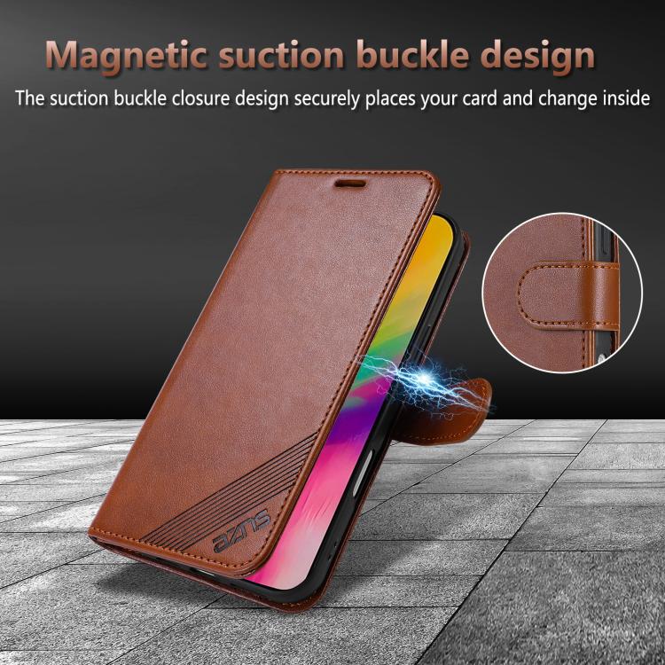 AZNS Sheepskin Texture Flip Leather Phone Case, For iPhone 16e, For iPhone 16 Pro Max, For iPhone 16 Pro, For iPhone 15 Pro Max, For iPhone 15 Pro, For iPhone 15 Plus, For iPhone 15