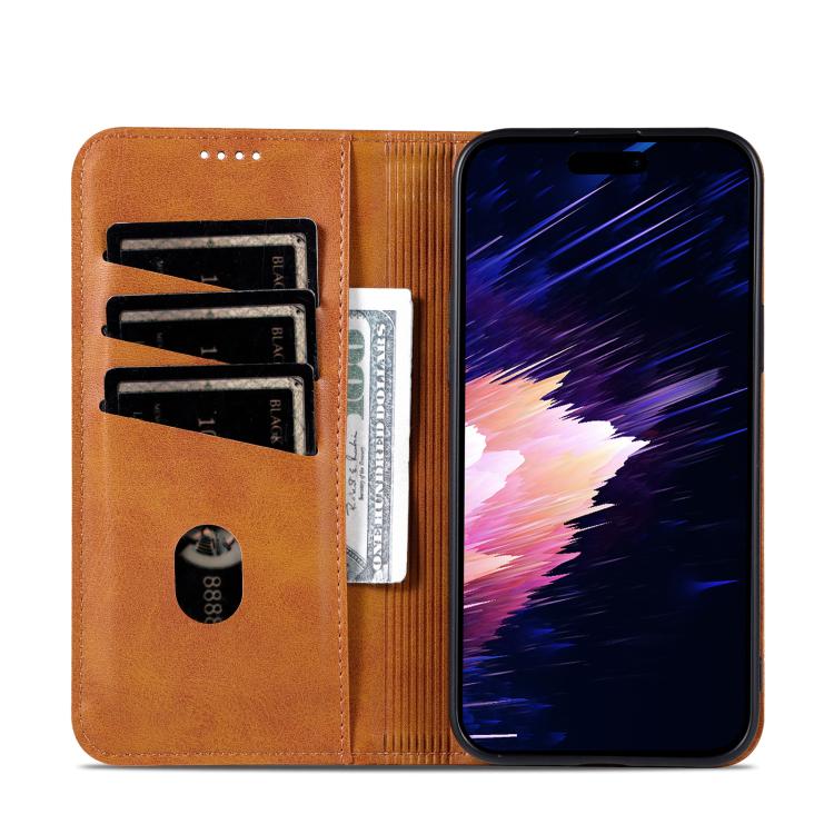 AZNS Magnetic Calf Texture Flip Leather Phone Case, For iPhone 16e, For iPhone 16 Pro Max, For iPhone 16 Pro, For iPhone 16 Plus