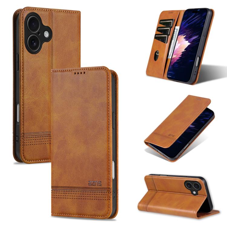AZNS Magnetic Calf Texture Flip Leather Phone Case, For iPhone 16, For iPhone 15 Pro Max, For iPhone 15 Pro