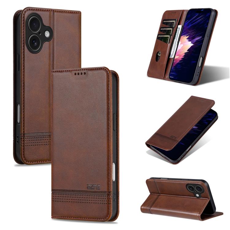 AZNS Magnetic Calf Texture Flip Leather Phone Case, For iPhone 16, For iPhone 15 Pro Max, For iPhone 15 Pro