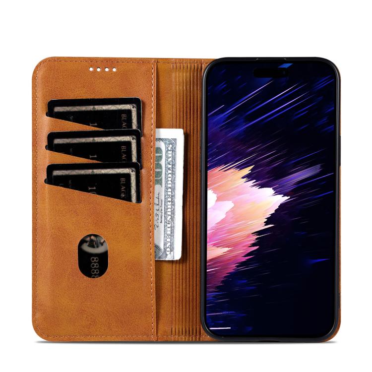 AZNS Magnetic Calf Texture Flip Leather Phone Case, For iPhone 16, For iPhone 15 Pro Max, For iPhone 15 Pro