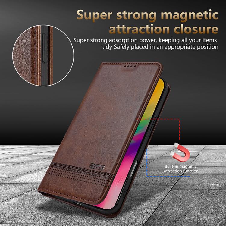 AZNS Magnetic Calf Texture Flip Leather Phone Case, For iPhone 16, For iPhone 15 Pro Max, For iPhone 15 Pro