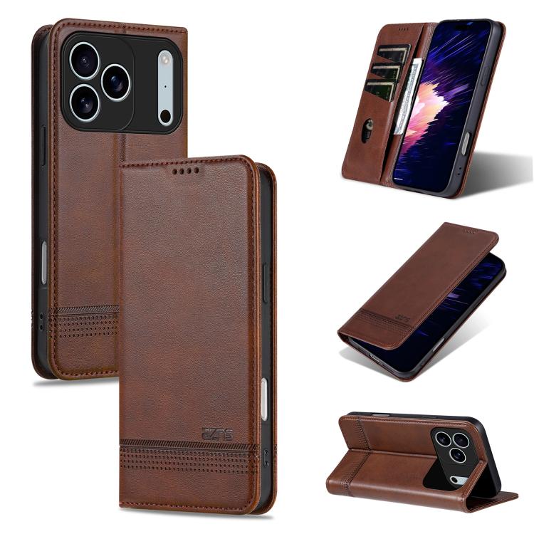 AZNS Magnetic Calf Texture Flip Leather Phone Case, For iPhone 16, For iPhone 15 Pro Max, For iPhone 15 Pro