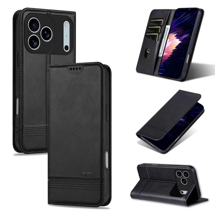 AZNS Magnetic Calf Texture Flip Leather Phone Case, For iPhone 16e, For iPhone 16 Pro Max, For iPhone 16 Pro, For iPhone 16 Plus