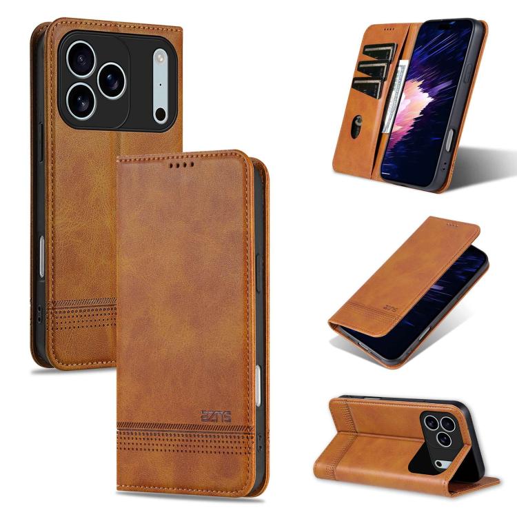 AZNS Magnetic Calf Texture Flip Leather Phone Case, For iPhone 16e, For iPhone 16 Pro Max, For iPhone 16 Pro, For iPhone 16 Plus