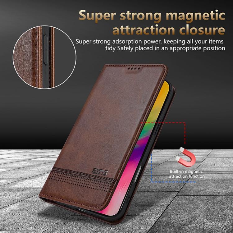 AZNS Magnetic Calf Texture Flip Leather Phone Case, For iPhone 16e, For iPhone 16 Pro Max, For iPhone 16 Pro, For iPhone 16 Plus