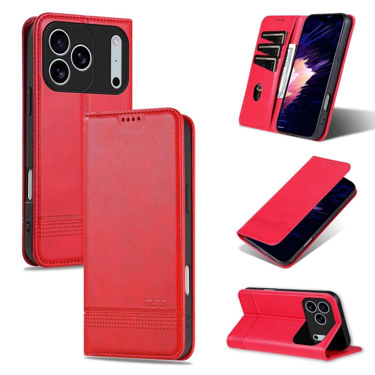 AZNS Magnetic Calf Texture Flip Leather Phone Case, For iPhone 16e, For iPhone 16 Pro Max, For iPhone 16 Pro, For iPhone 16 Plus