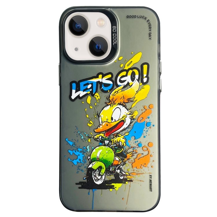 Double Layer Color Silver Series Animal Oil Painting Phone Case, For iPhone 15 Pro Max