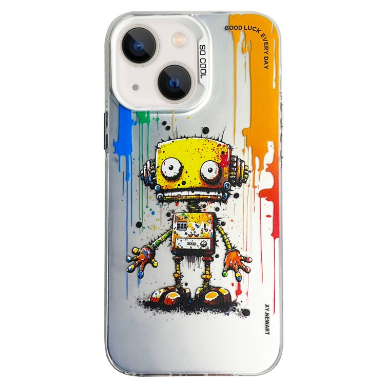 Double Layer Color Silver Series Animal Oil Painting Phone Case, For iPhone 15 Pro Max