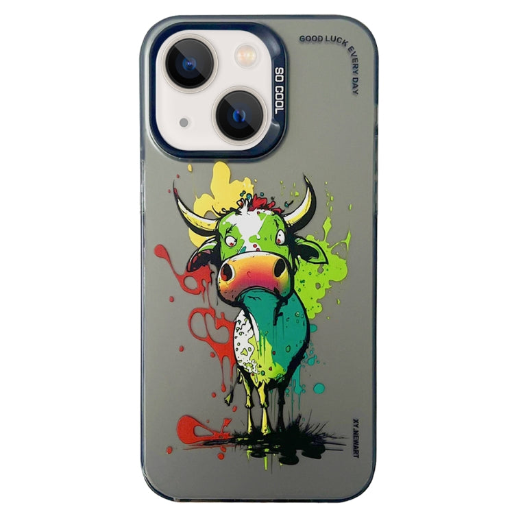 Double Layer Color Silver Series Animal Oil Painting Phone Case, For iPhone 15 Pro Max