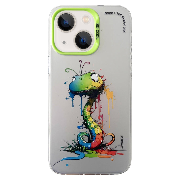 Double Layer Color Silver Series Animal Oil Painting Phone Case, For iPhone 15 Pro Max