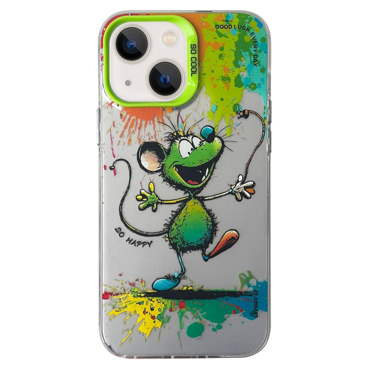 Double Layer Color Silver Series Animal Oil Painting Phone Case, For iPhone 15 Pro Max