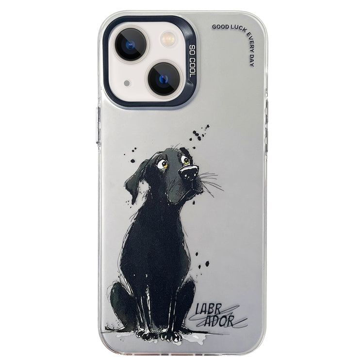 Double Layer Color Silver Series Animal Oil Painting Phone Case, For iPhone 15 Pro Max