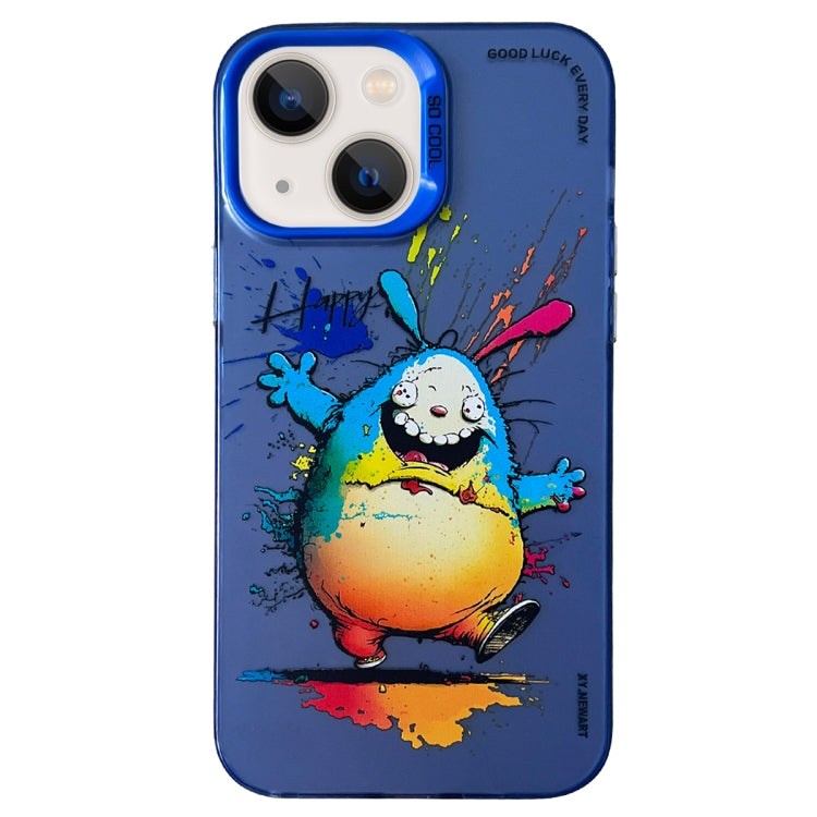 Double Layer Color Silver Series Animal Oil Painting Phone Case, For iPhone 15 Pro Max