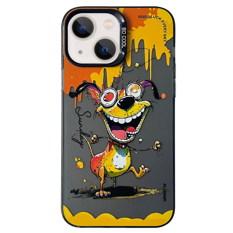 Double Layer Color Silver Series Animal Oil Painting Phone Case, For iPhone 15 Pro Max
