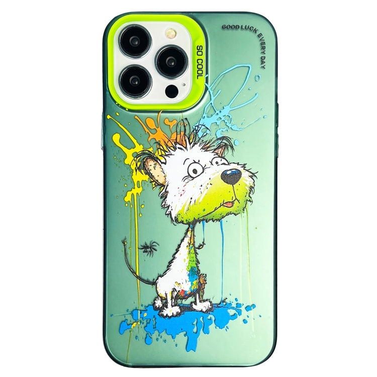 Double Layer Color Silver Series Animal Oil Painting Phone Case, For iPhone 14