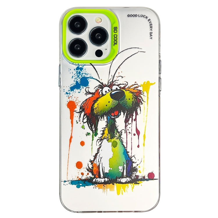 Double Layer Color Silver Series Animal Oil Painting Phone Case, For iPhone 14